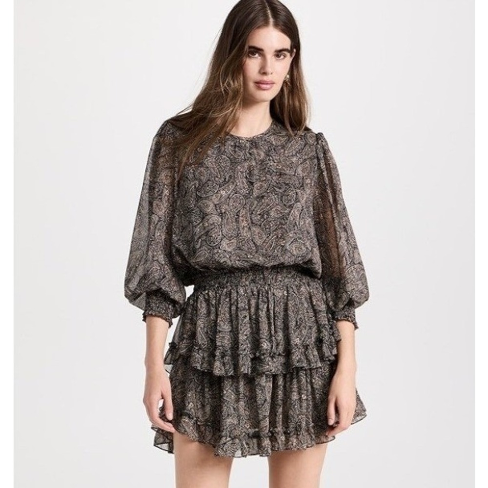 NEW‎ Misa Camila Mini Dress Paisley in Black Paisley Small